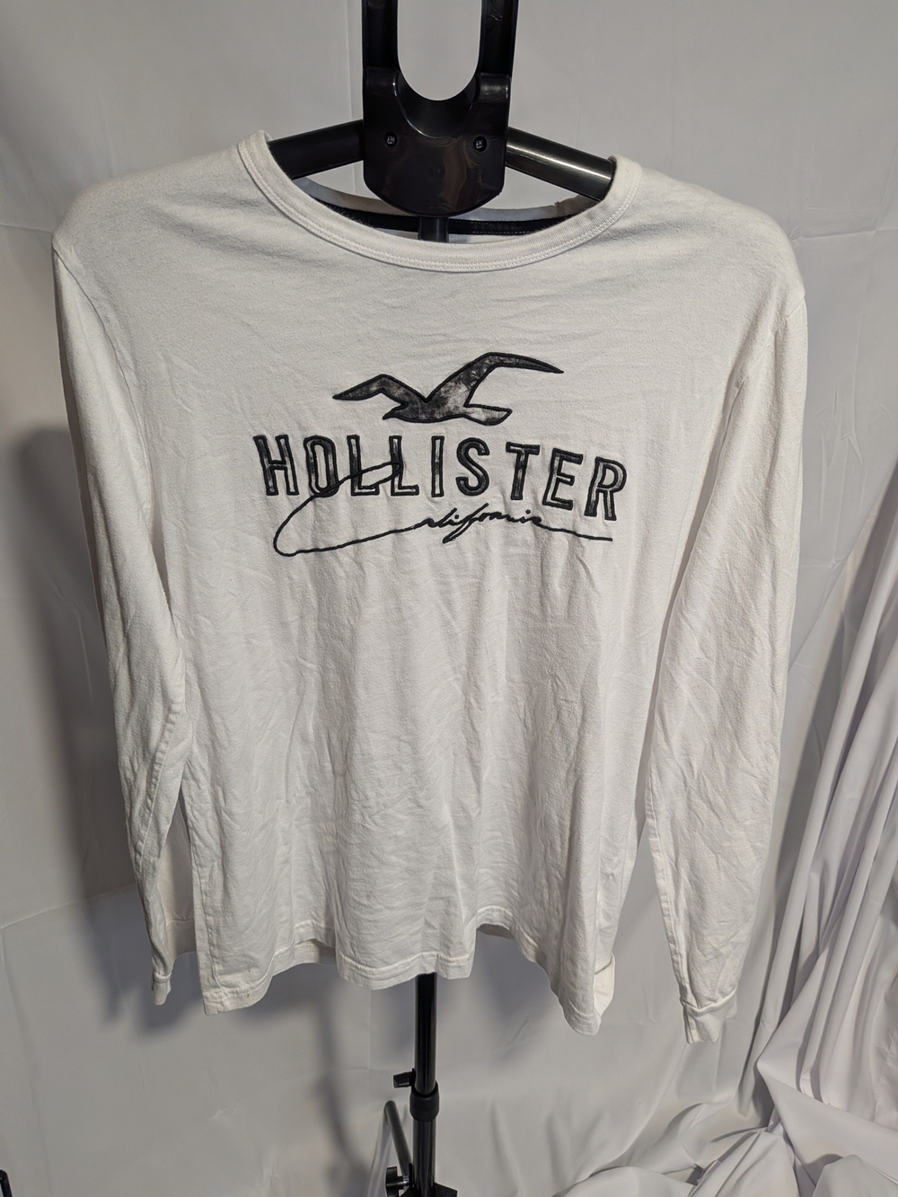 Hollister Men's Long-Sleeve Logo T-Shirt - White